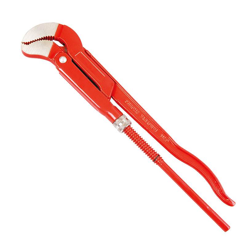 Swedish Pipe Wrench S Type, Bent Jaws